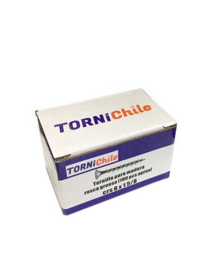 Tornillo para Madera Rosca Gruesa 6 x 1 5/8″ - Caja 100 Unidades